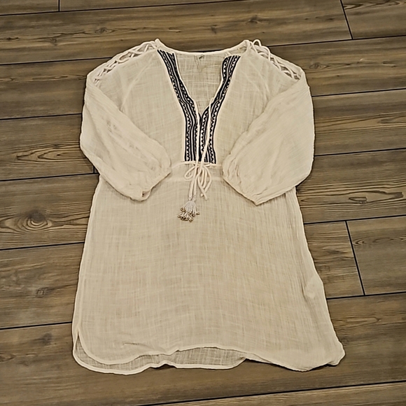 Seafolly Beach Edit Ladder Stripe Dress Cover Up - Ecru